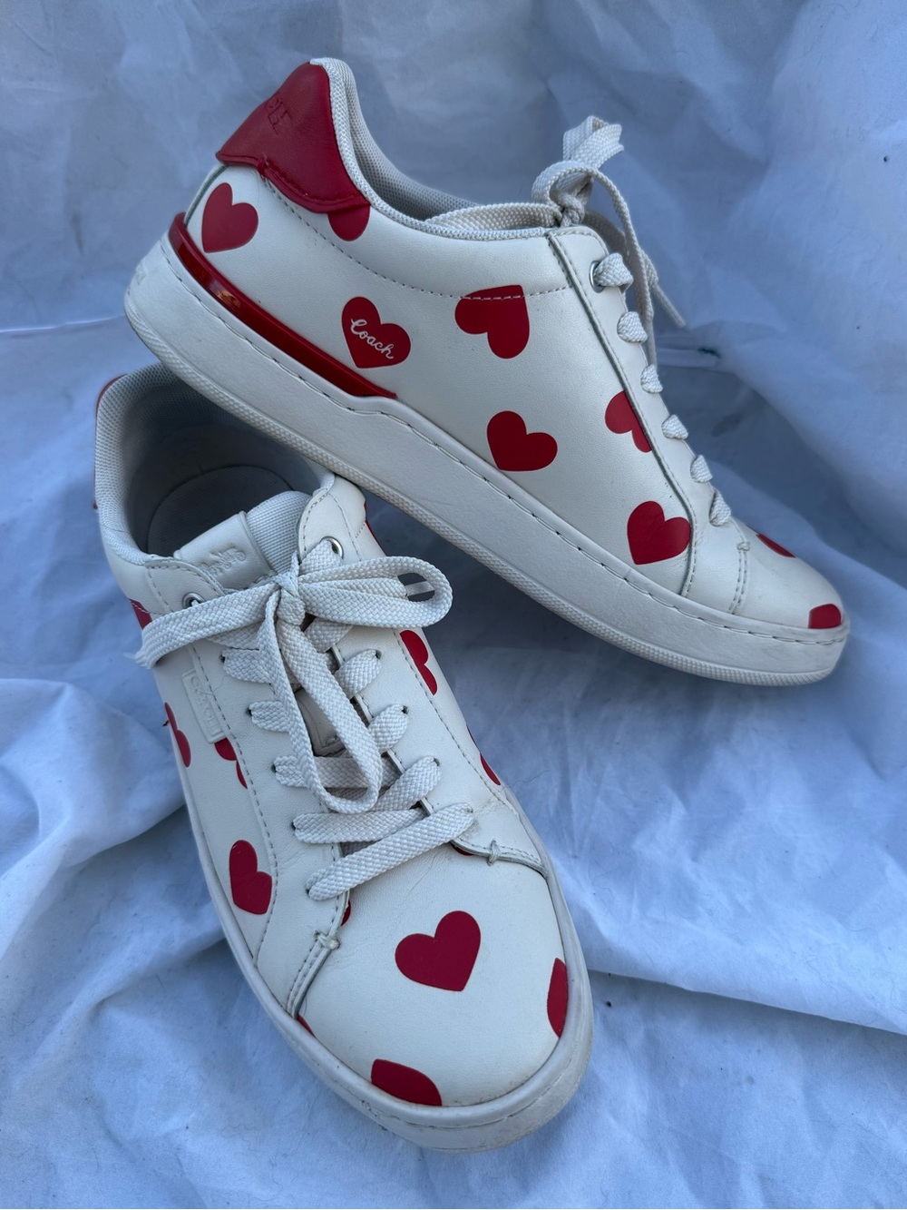 Coach red heart White Lace-Up Sneaker Interior Label Detail 7